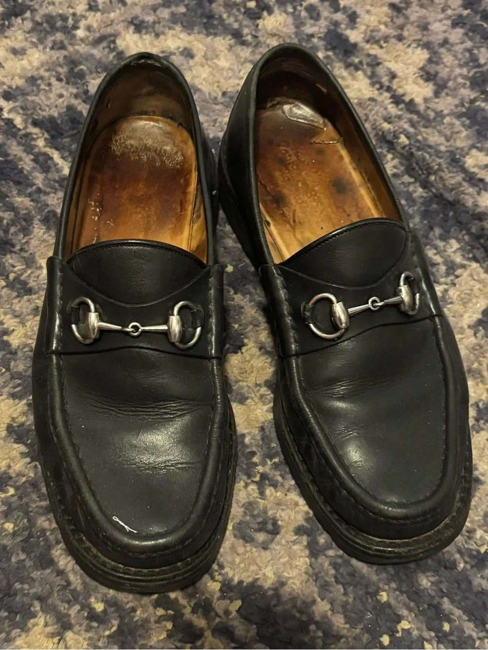 Gucci Black Leather Horsebit Loafers